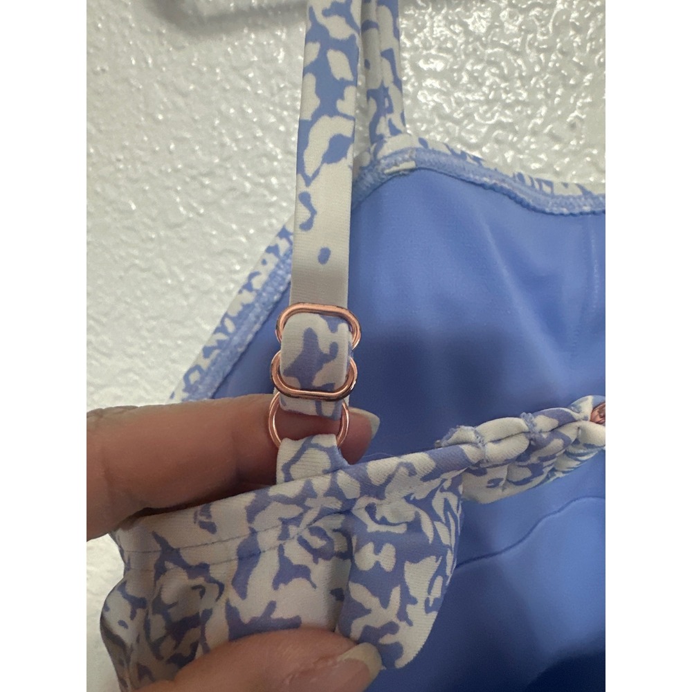 Raisins Girls Blue Floral Ruffle One Piece Swimsuit Back Cutout Size 10 - Picture 5 of 11